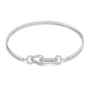 Dextera necklace Pavé, Mixed links, White, Rhodium plated